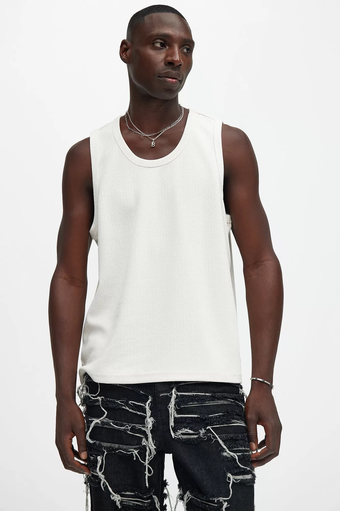 Dudley Textured Relaxed Tank - Off White