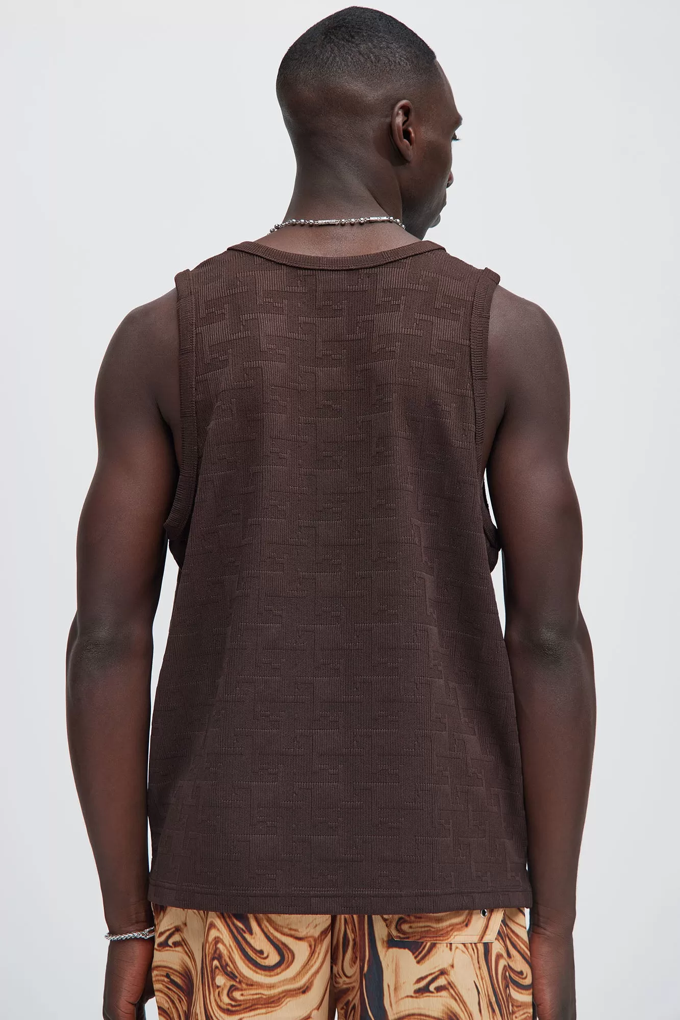 Ethel Textured Relaxed Tank - Brown