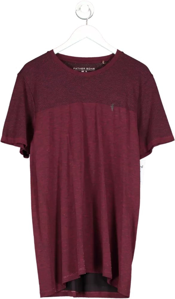 Father Sons Red Crew Neck Burgundy Gym Top UK XL