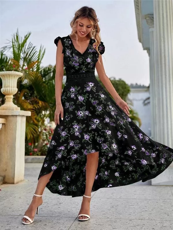 Floral V-Neck Maxi Day Dress