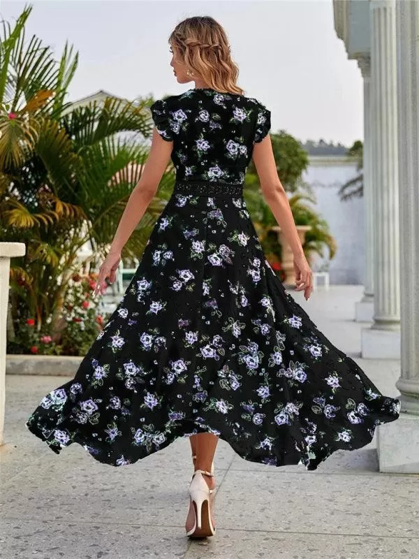 Floral V-Neck Maxi Day Dress