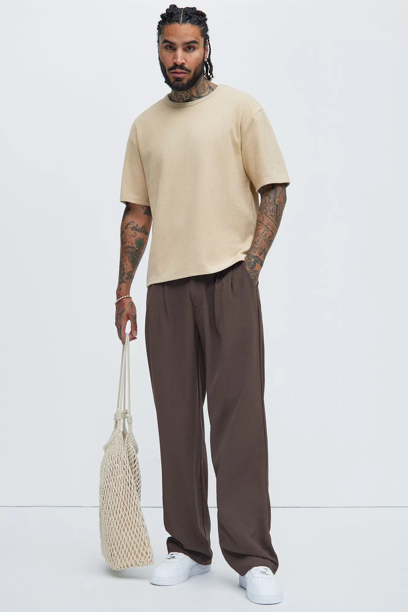 Franklin Stripe Knit Relaxed Short Sleeve Tee - Tan