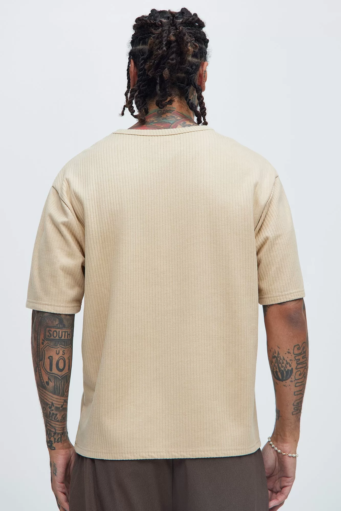 Franklin Stripe Knit Relaxed Short Sleeve Tee - Tan