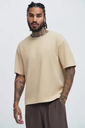 Franklin Stripe Knit Relaxed Short Sleeve Tee - Tan