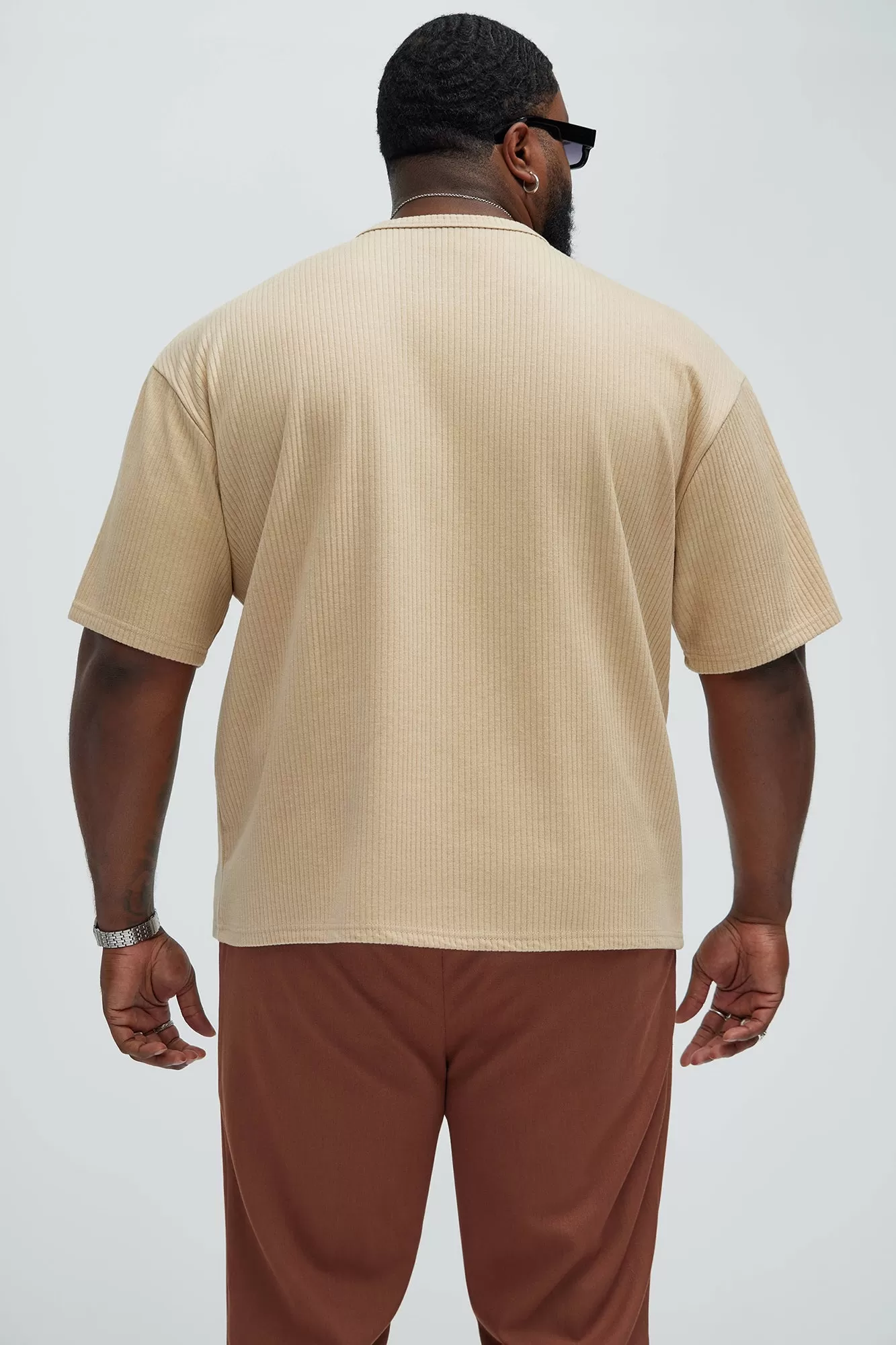 Franklin Stripe Knit Relaxed Short Sleeve Tee - Tan