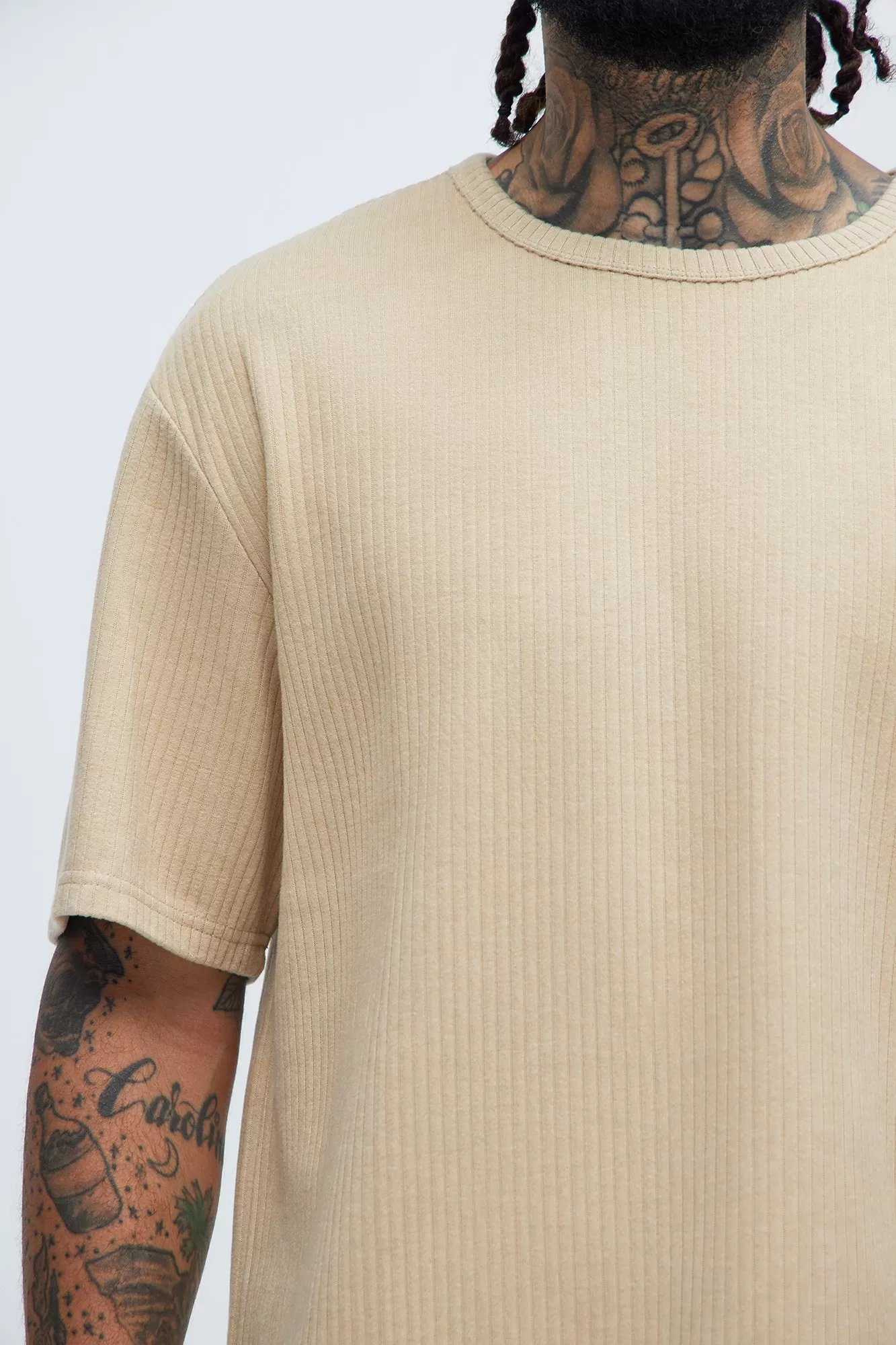 Franklin Stripe Knit Relaxed Short Sleeve Tee - Tan