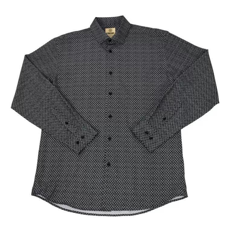 'FX Fusion' Men's Foulard Print Button Down - Black