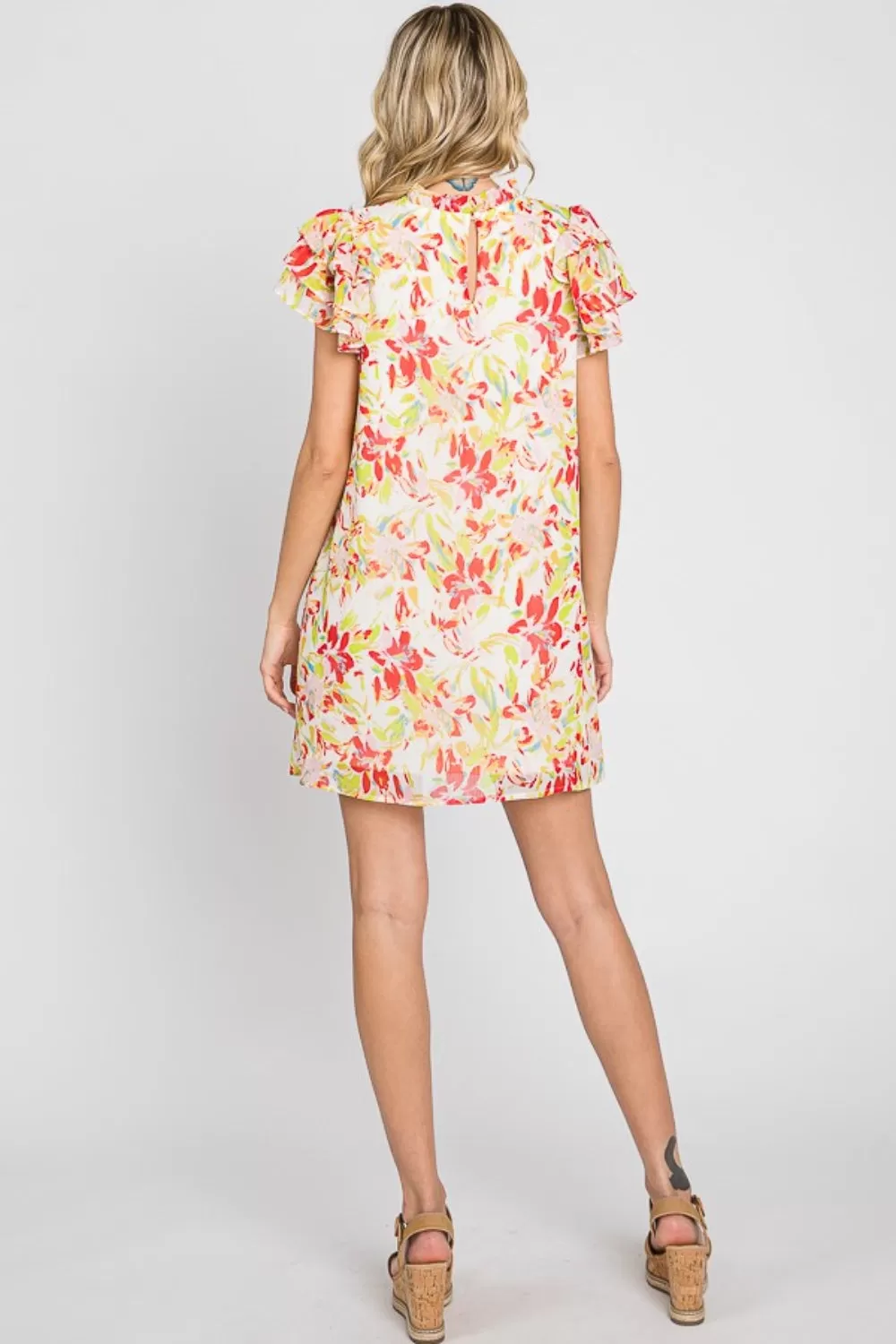 GeeGee Floral Short Sleeve Mini Dress