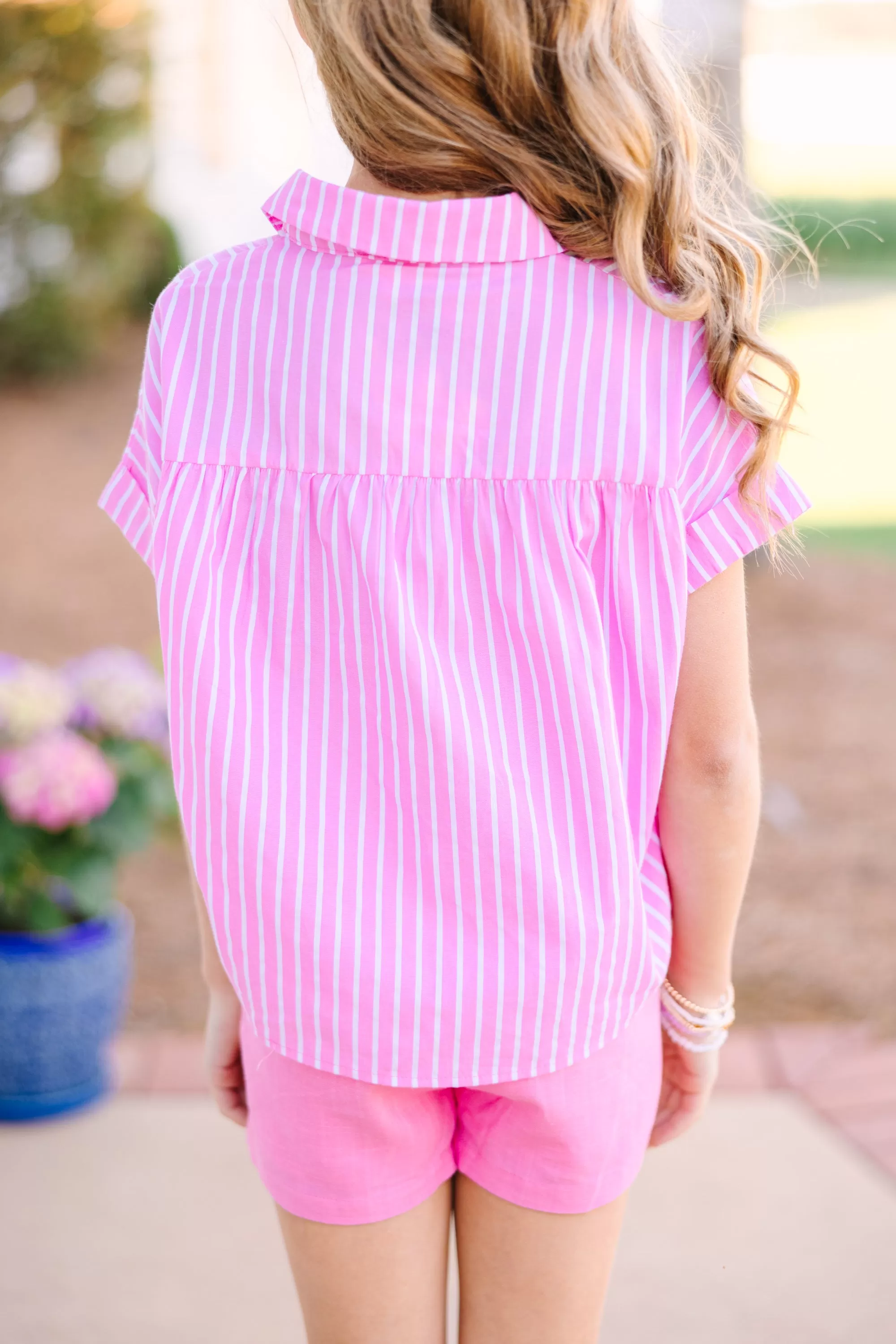 Girls: All Is Well Pink Striped Blouse