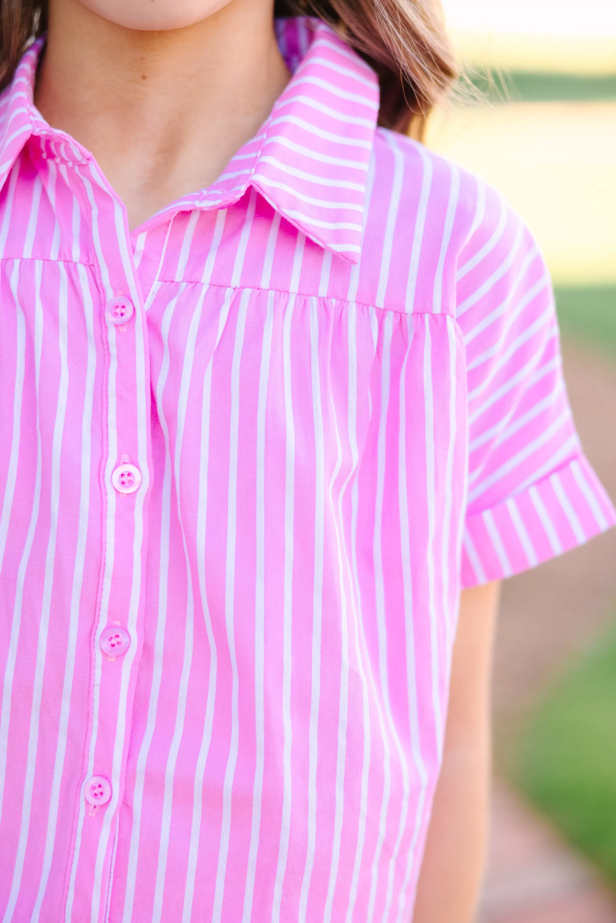 Girls: All Is Well Pink Striped Blouse