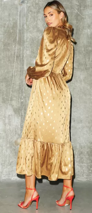 Gold Fern Midi Dress