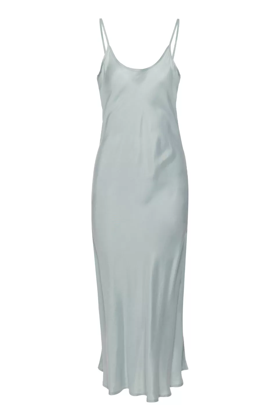 Golden Hour Sea Green Cupro Bias Slip Midi Dress