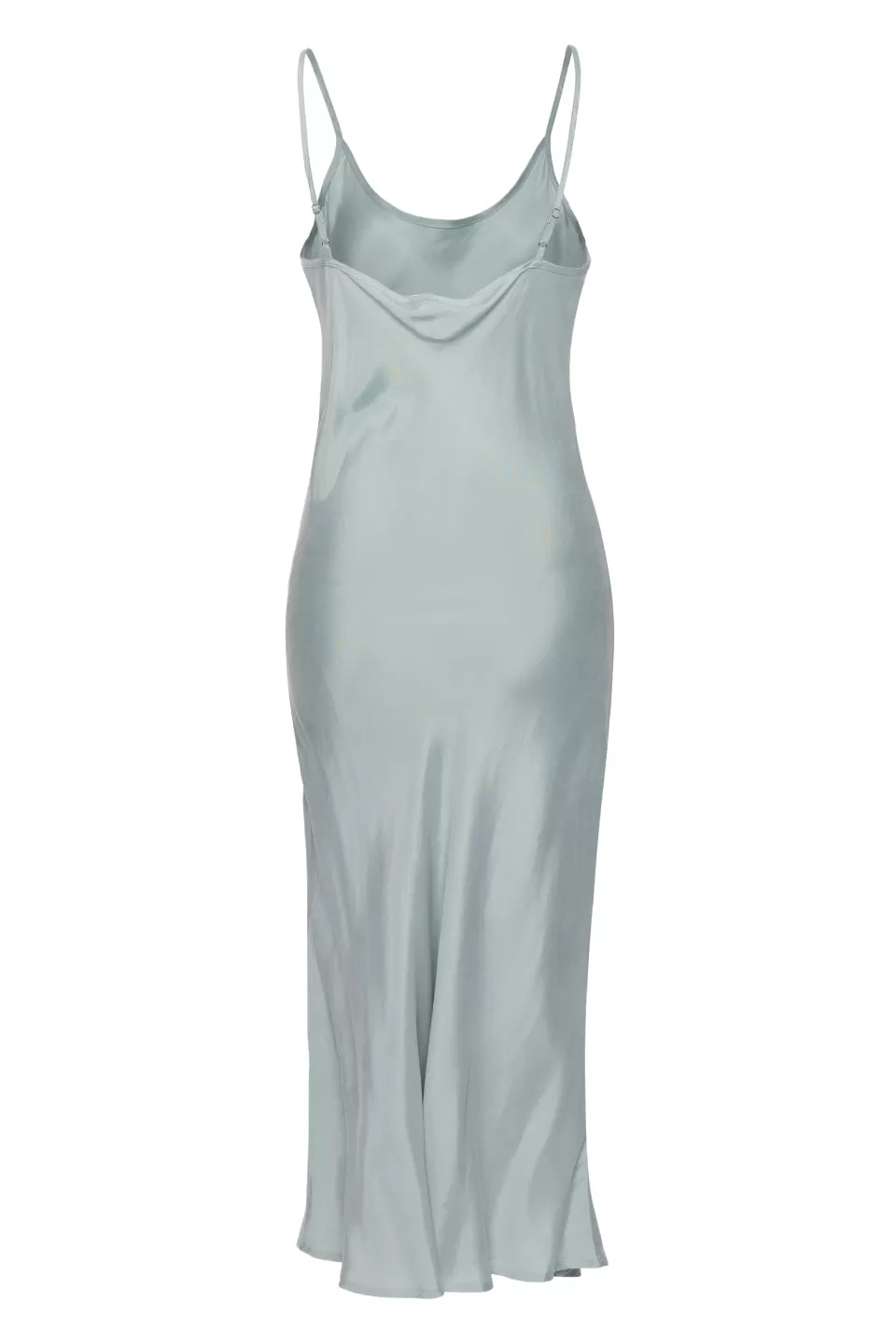 Golden Hour Sea Green Cupro Bias Slip Midi Dress