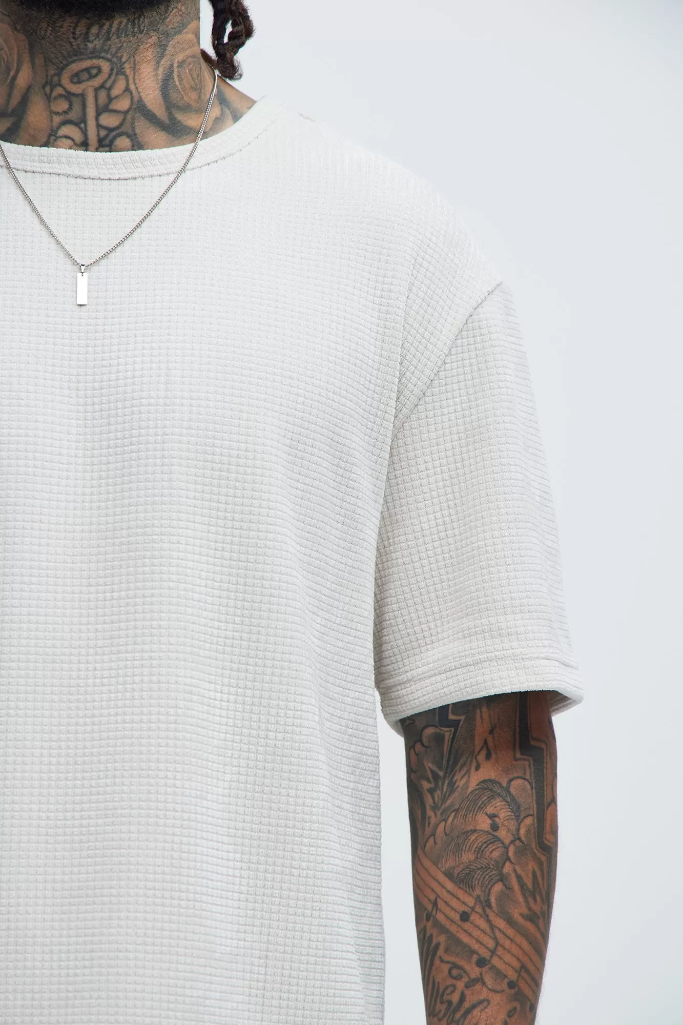 Greeenville Waffle Knit Relaxed Short Sleeve Tee - Cream