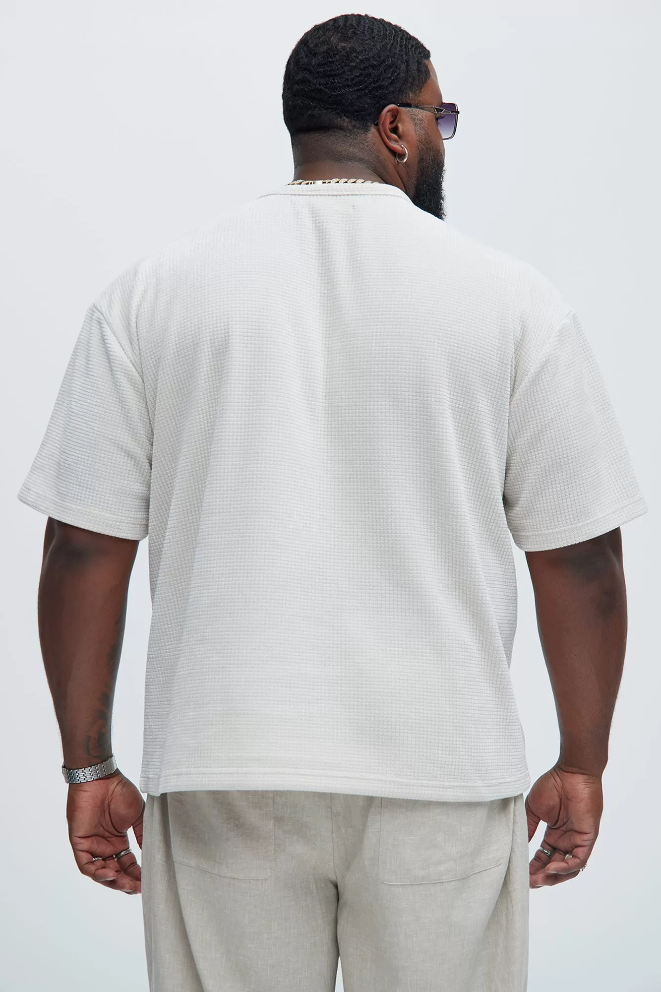 Greeenville Waffle Knit Relaxed Short Sleeve Tee - Cream