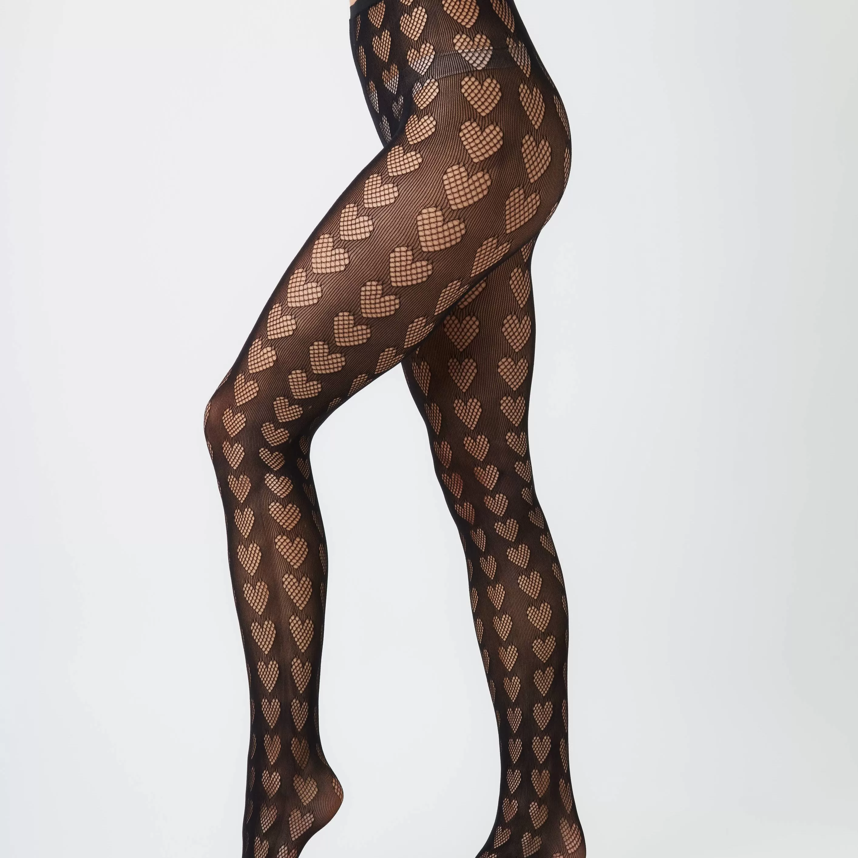 Heart Cut-Out Tights in Ebony - Fun and Fancy Legwear for Any Occasion!