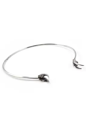 Hunted II Double Owl Talon Torc Silver