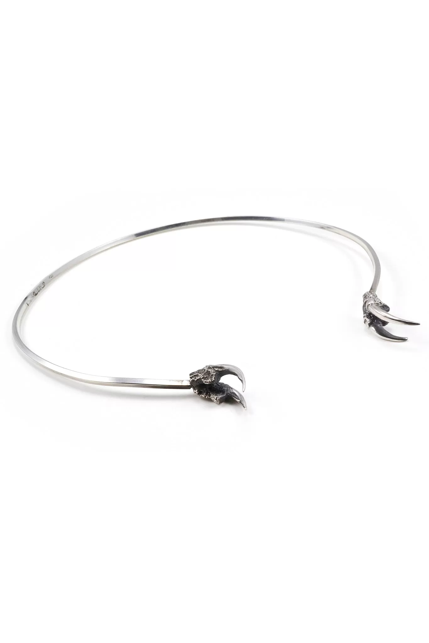 Hunted II Double Owl Talon Torc Silver