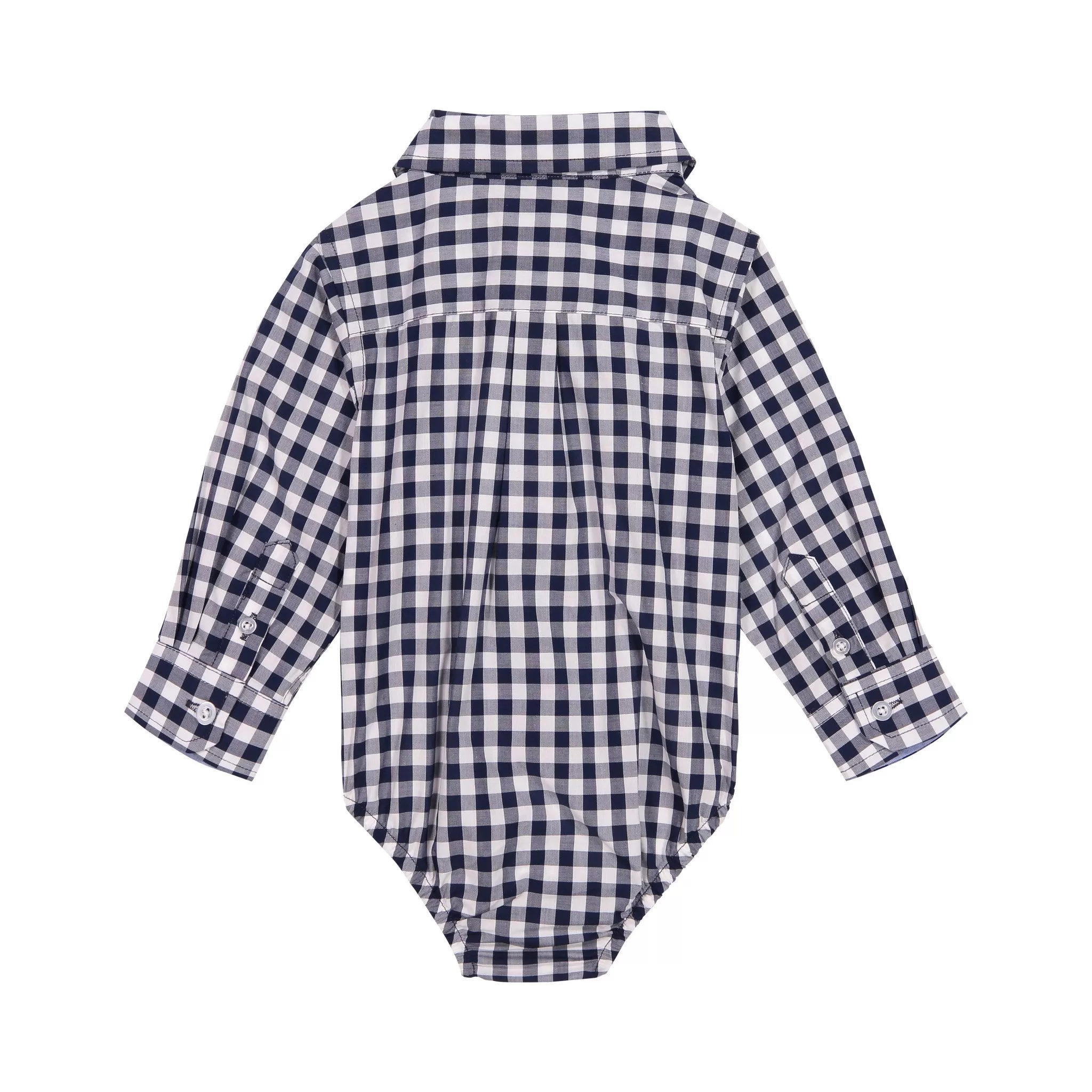 Infant Boy Navy Gingham Button-down Shirtzie