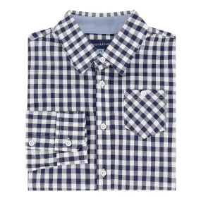 Infant Boy Navy Gingham Button-down Shirtzie