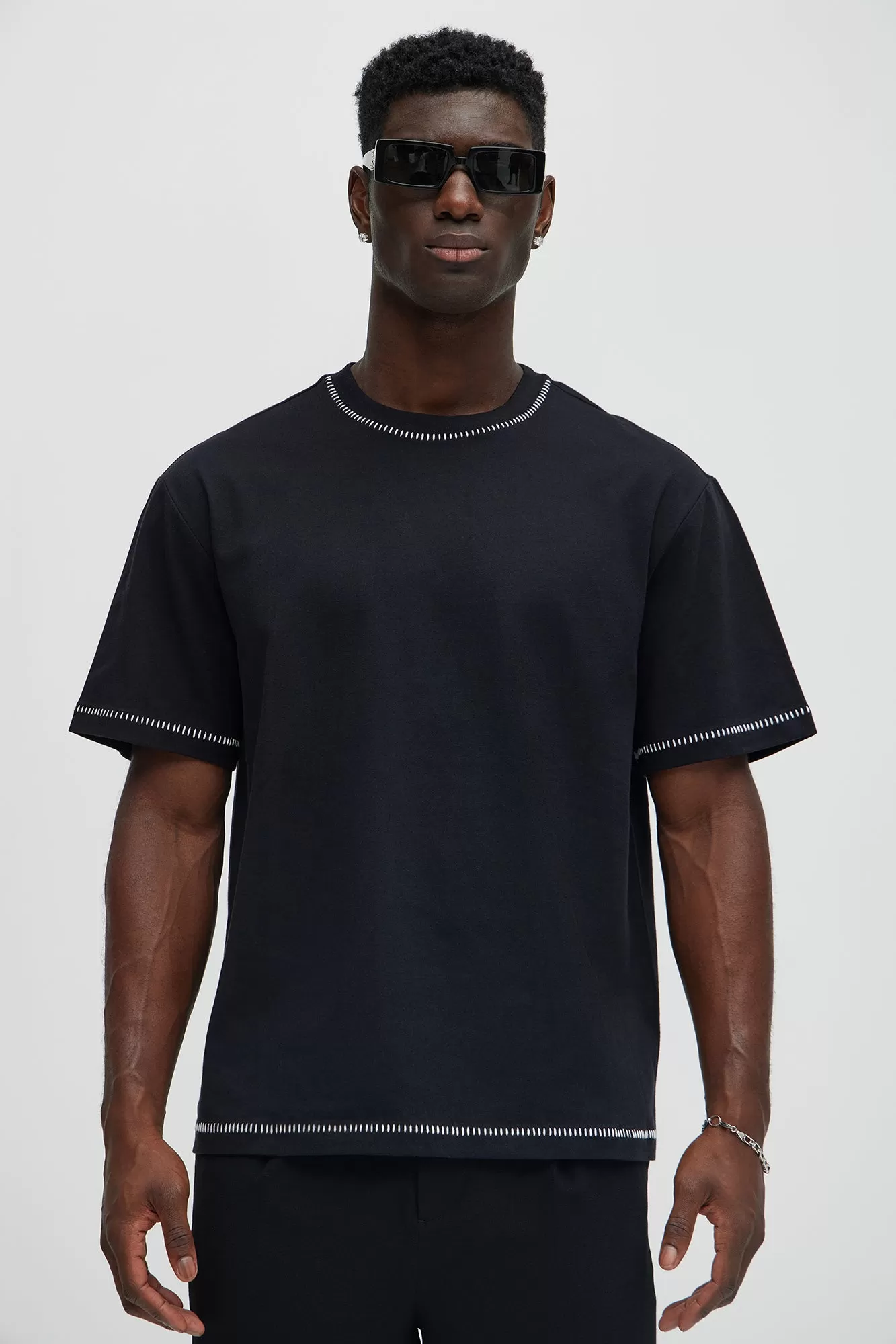 Jacob Stitch Relaxed Tee - Black