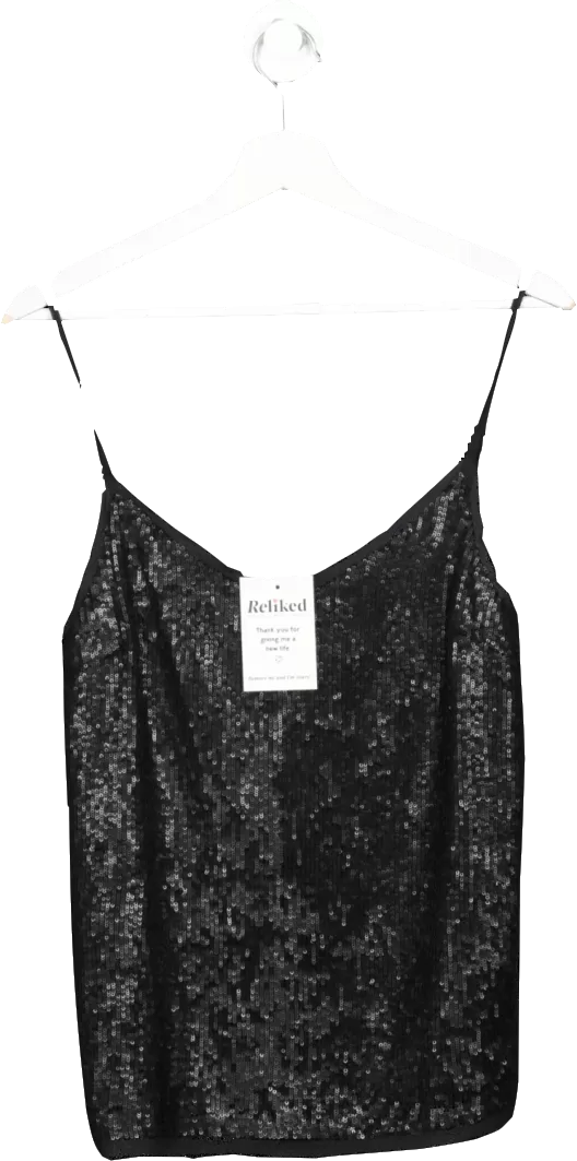 Joie Black Sequin Scoop Neck Camisole UK XS