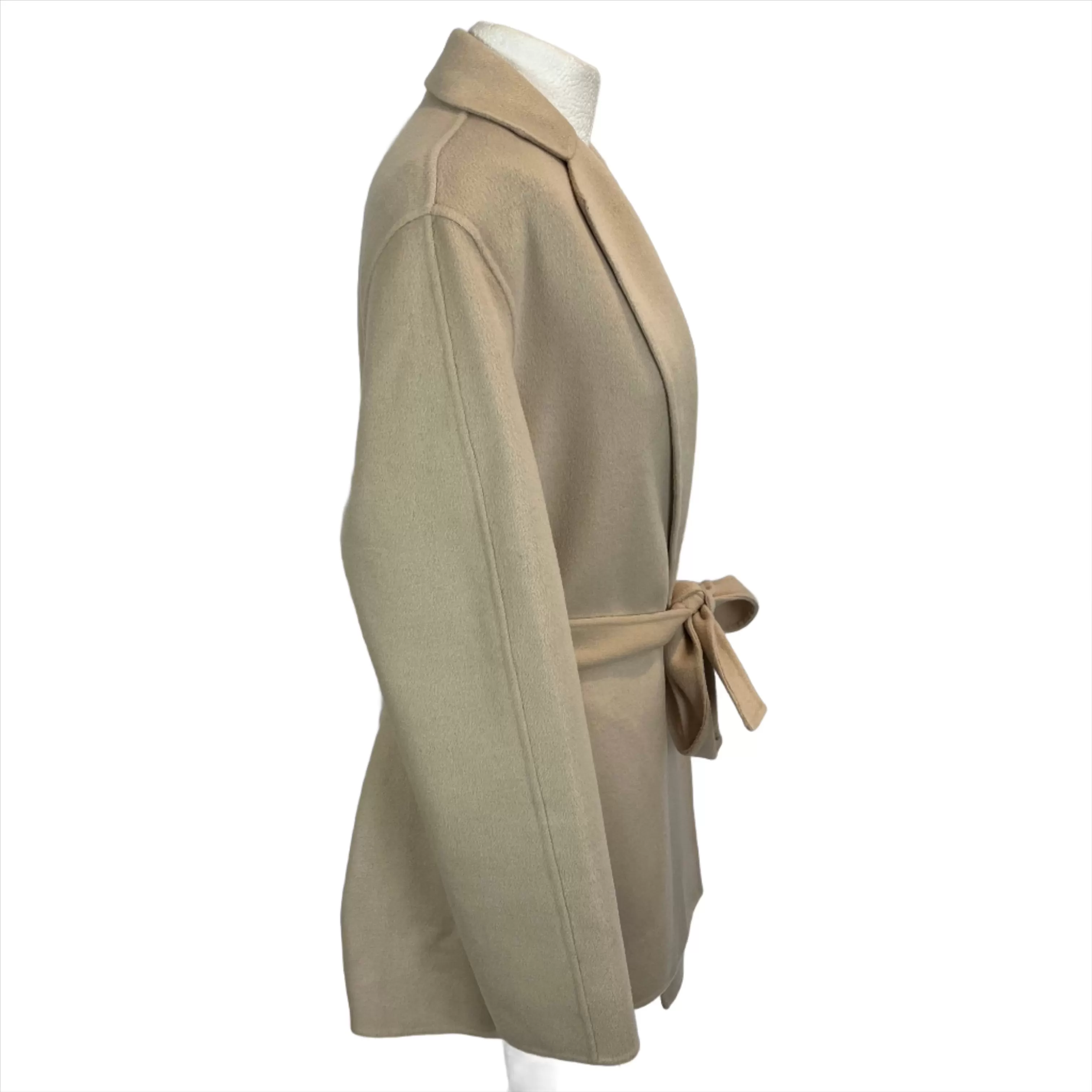 Joseph 855 Cream Double Faced Cashmere Cenda Belted Coat M