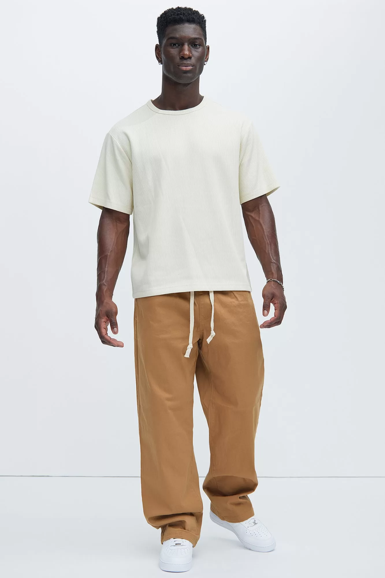 Kalel Textured Relaxed Short Sleeve Tee - Off White