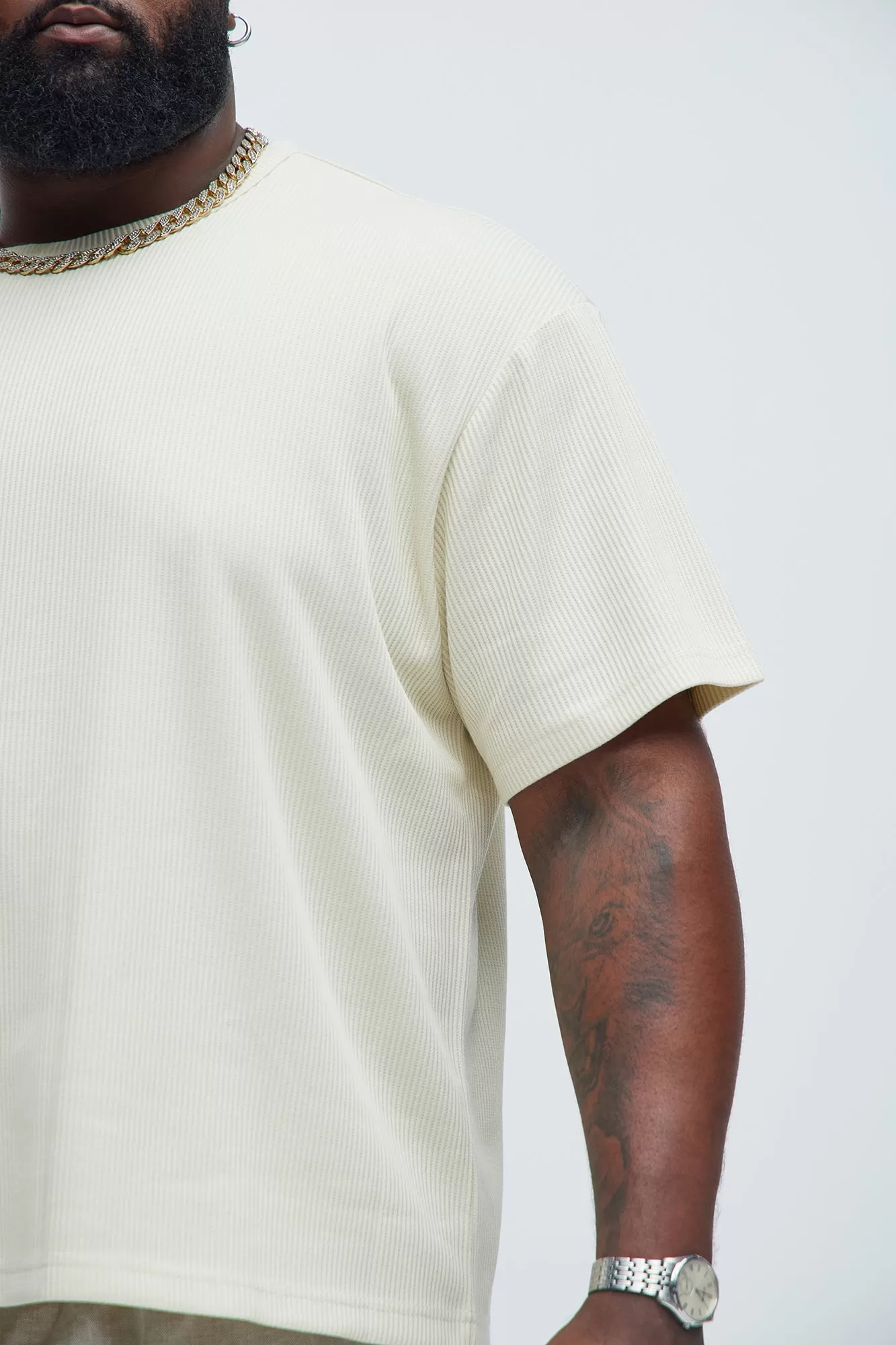 Kalel Textured Relaxed Short Sleeve Tee - Off White