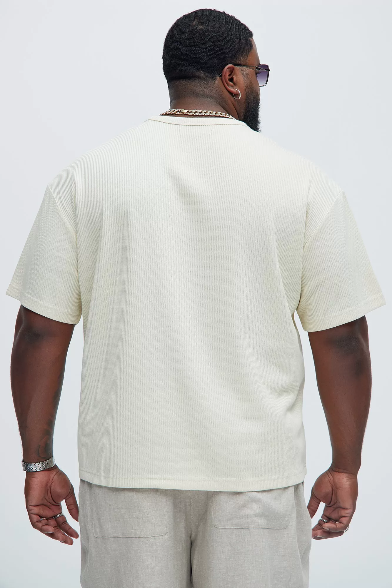 Kalel Textured Relaxed Short Sleeve Tee - Off White