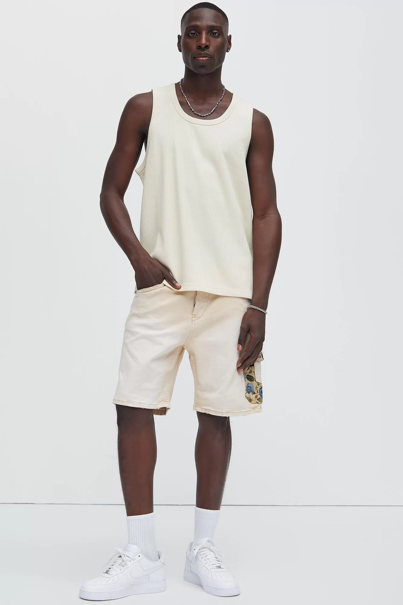 Kalel Textured Tank Top - Off White