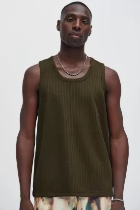 Kalel Textured Tank Top - Olive