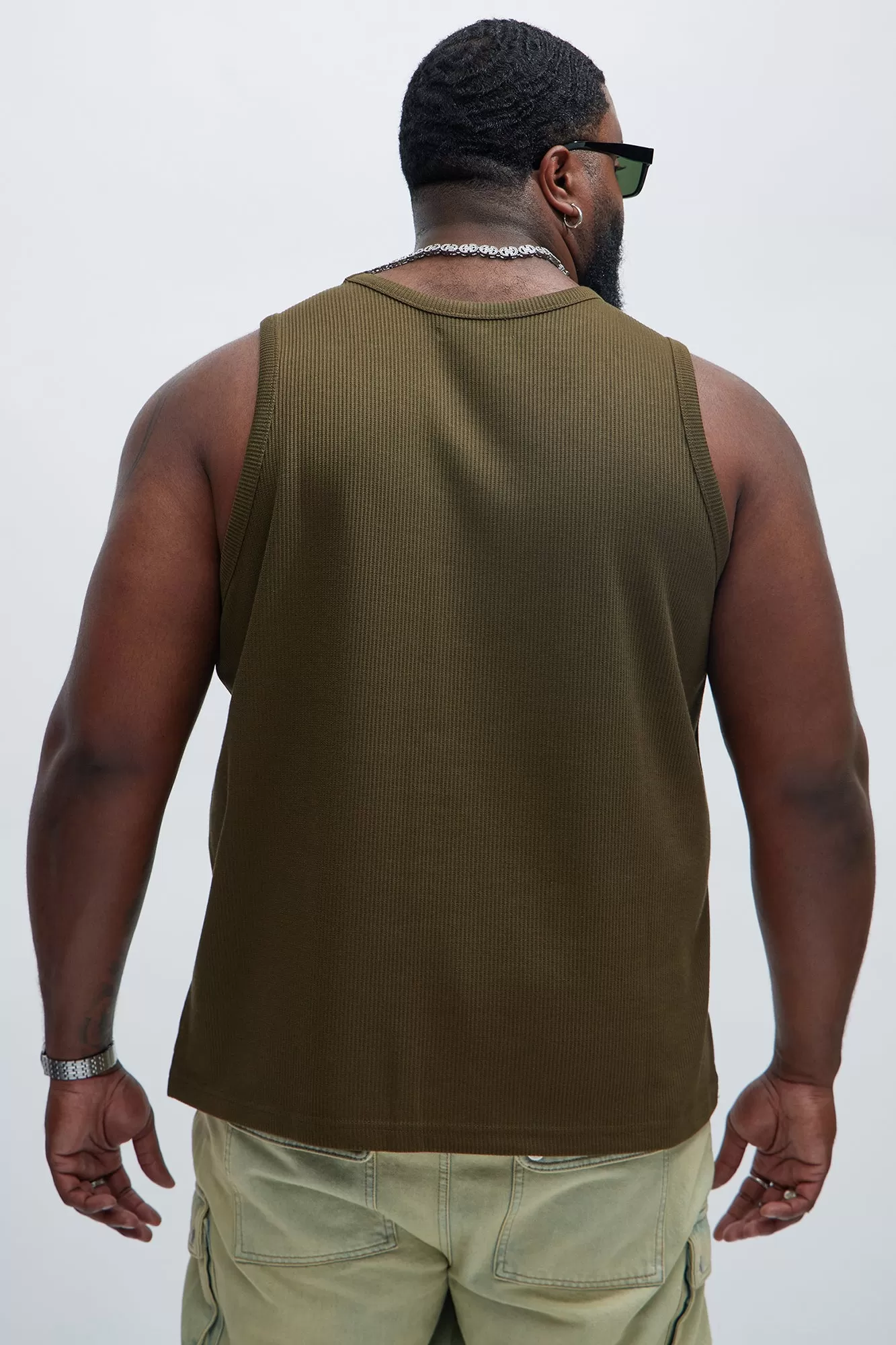 Kalel Textured Tank Top - Olive