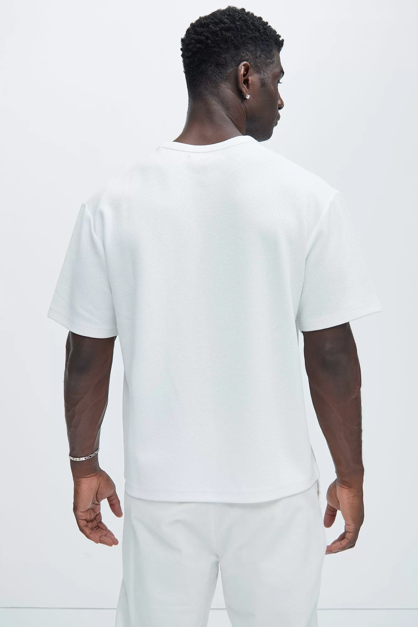 Kamryn Textured Relaxed Short Sleeve Tee - Off White