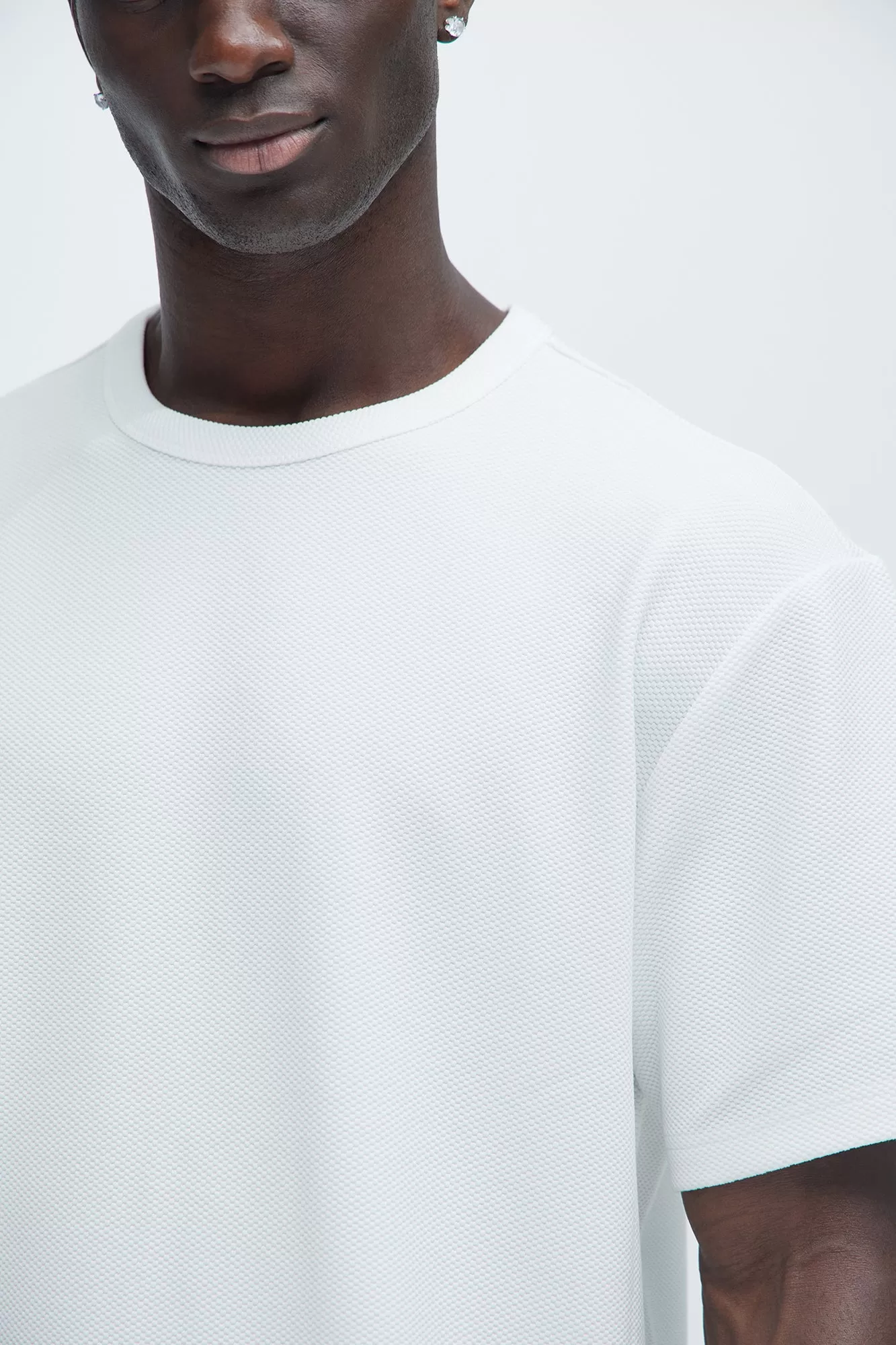 Kamryn Textured Relaxed Short Sleeve Tee - Off White