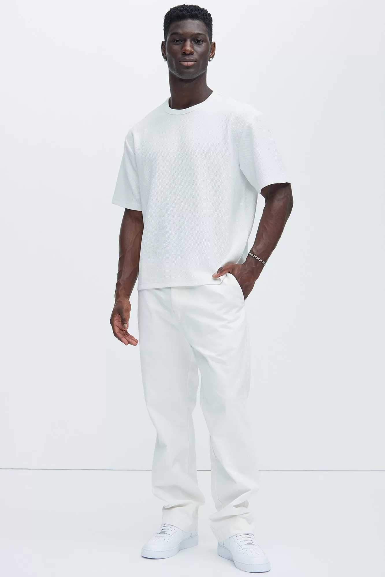 Kamryn Textured Relaxed Short Sleeve Tee - Off White