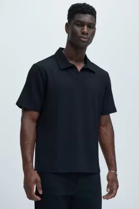 Kamryn Textured Short Sleeve Polo - Black