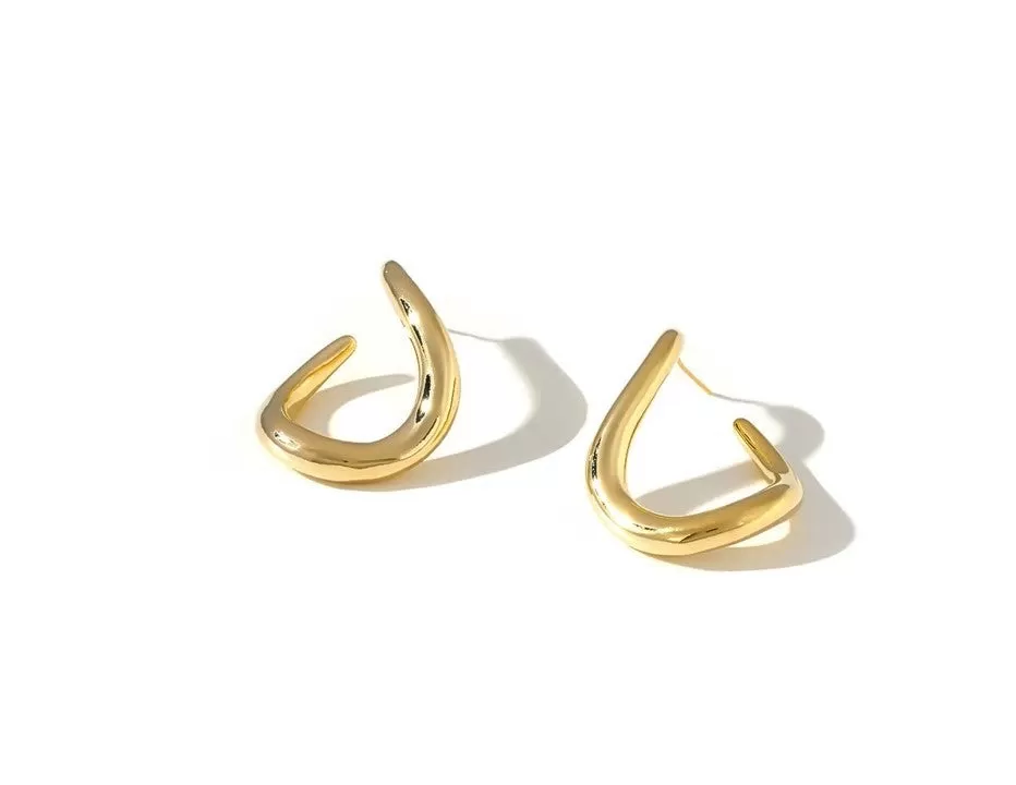 Korean Irregular Gold Plated Hoop Style