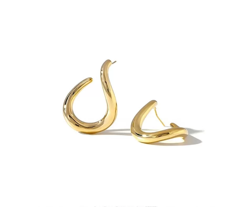 Korean Irregular Gold Plated Hoop Style