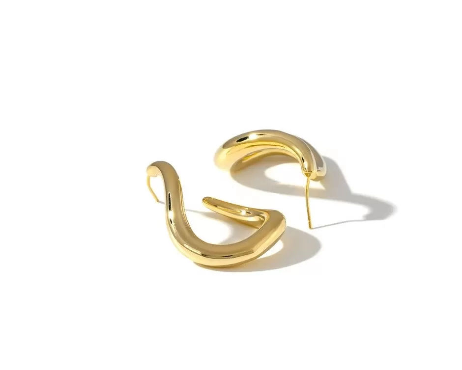 Korean Irregular Gold Plated Hoop Style