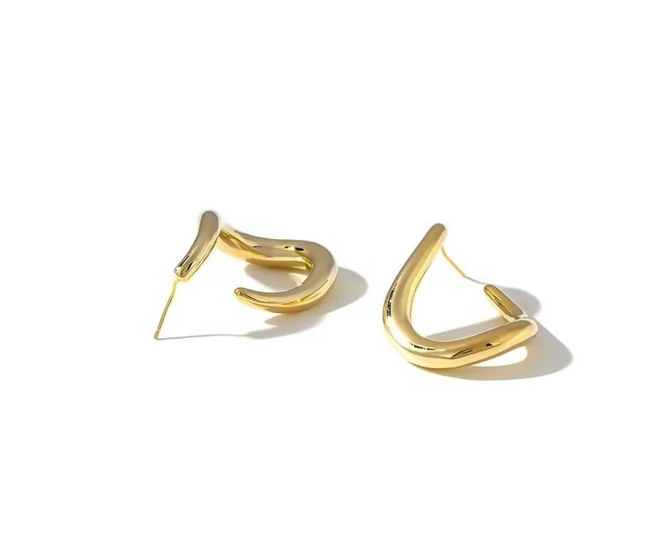 Korean Irregular Gold Plated Hoop Style