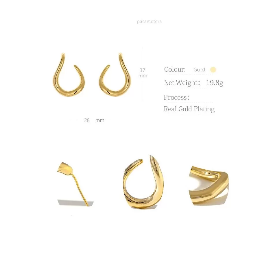 Korean Irregular Gold Plated Hoop Style