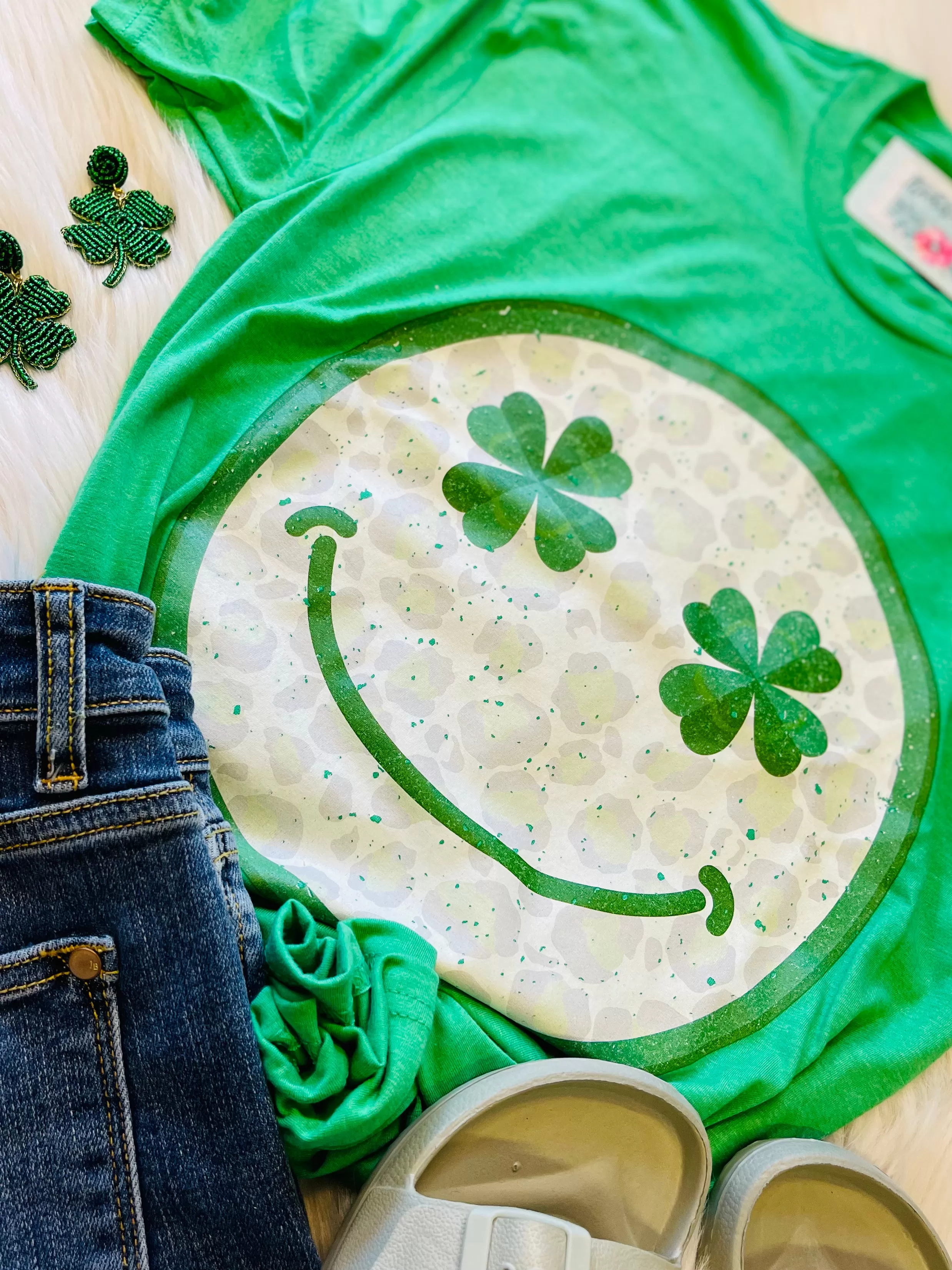 Leopard Clover & Smiles Graphic Tee