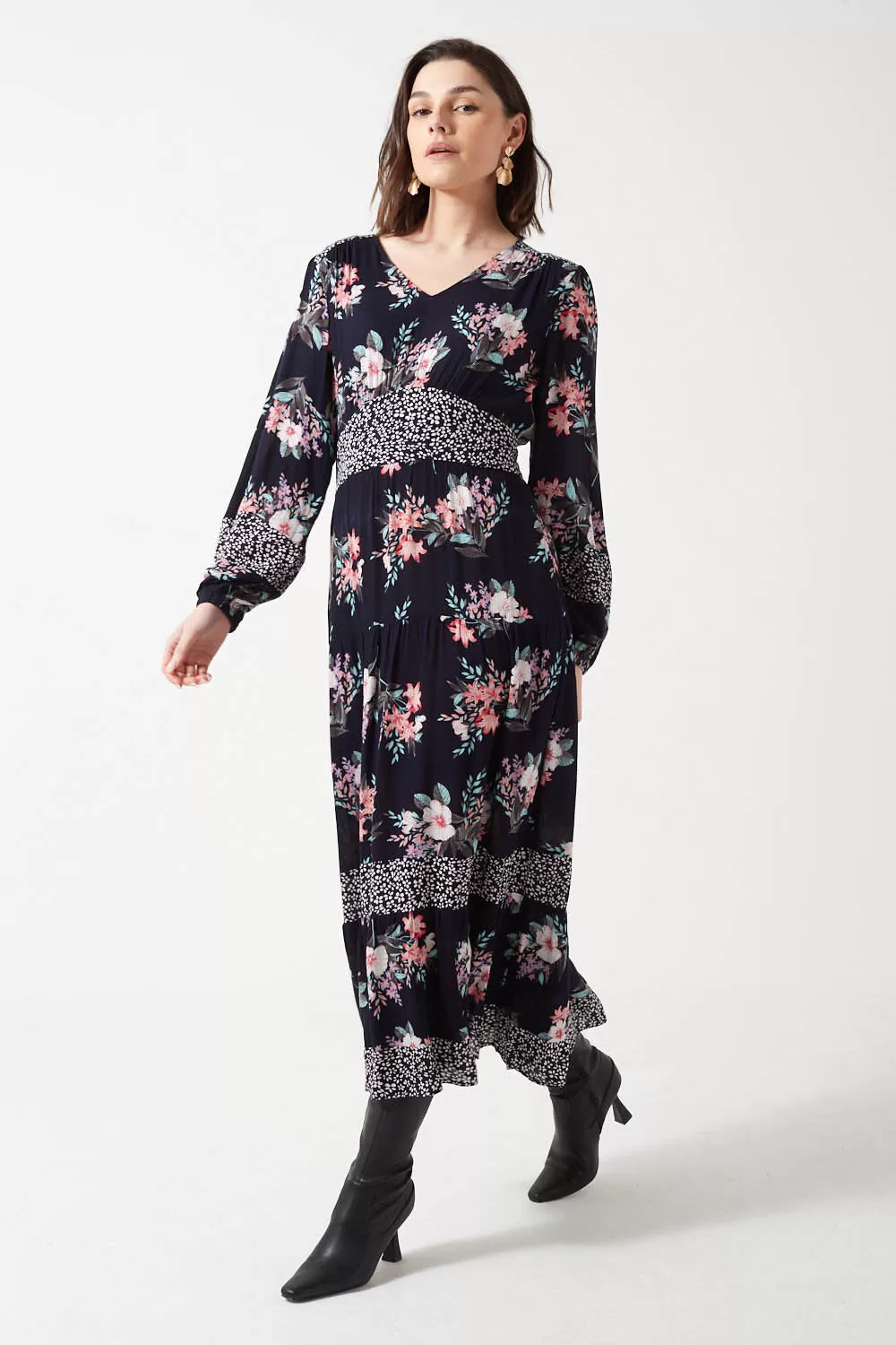 Marc Angelo Long Sleeved Floral Dress