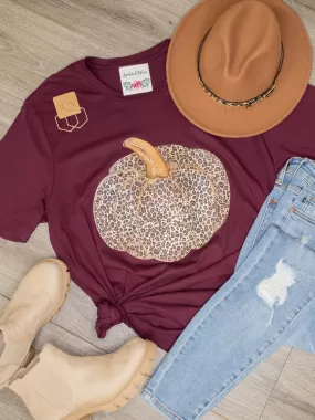 Maroon Leopard Pumpkin Graphic Tee