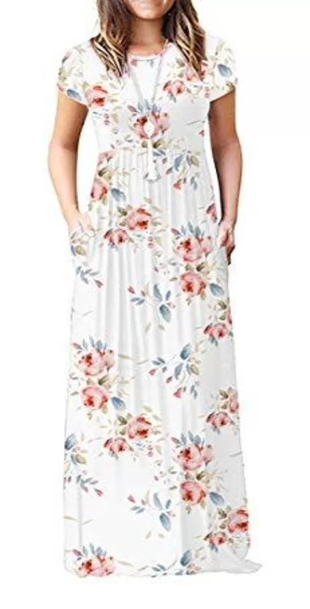 Maxi Long Dress Short Sleeve with Pockets