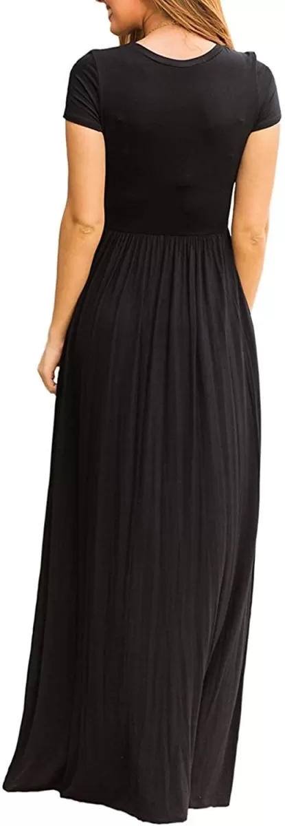 Maxi Long Dress Short Sleeve with Pockets