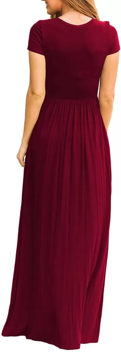 Maxi Long Dress Short Sleeve with Pockets