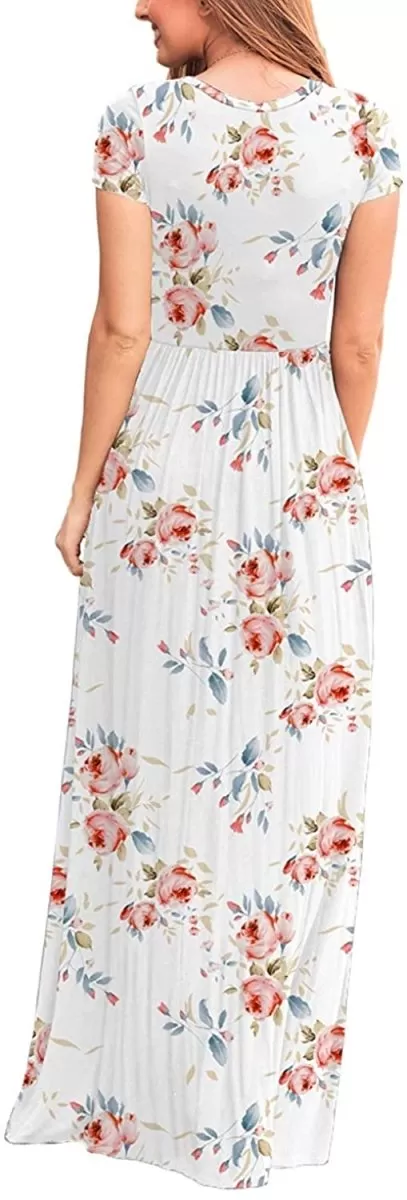 Maxi Long Dress Short Sleeve with Pockets