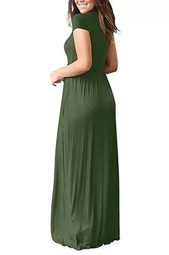 Maxi Long Dress Short Sleeve with Pockets